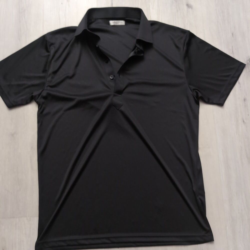 Collars & Co Polo Men Size Medium Black Collar Polo Black Short Sleeve